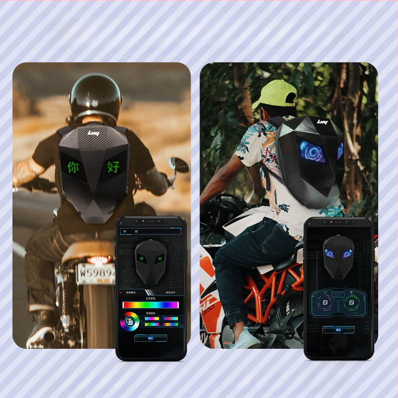 LOY Dviračių kuprinė, 20L, ABS+PC, Anglies pluošto tekstūra, Įtrauktos lietaus gaubtos, Tinka motociklams ir dviračiams