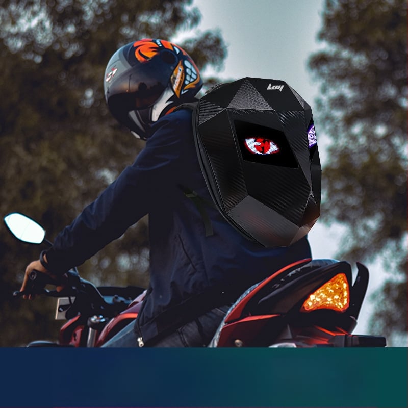 LOY Dviračių kuprinė, 20L, ABS+PC, Anglies pluošto tekstūra, Įtrauktos lietaus gaubtos, Tinka motociklams ir dviračiams