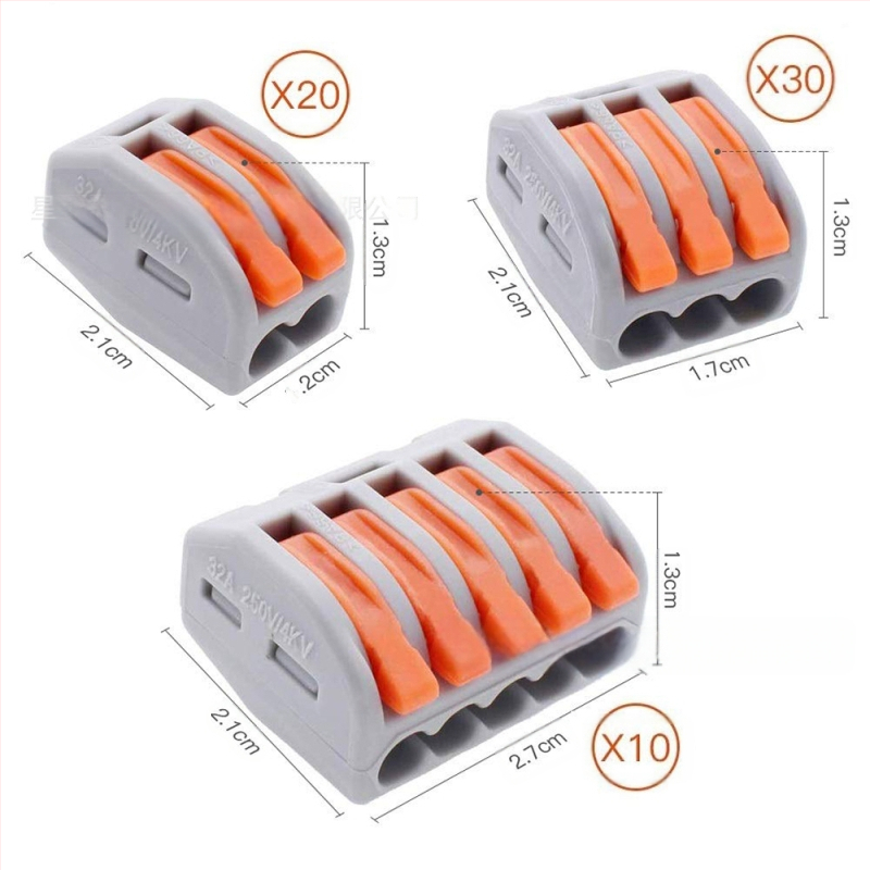 Crimp terminal blokų rinkinys, 60 vnt, Konektorių serija, PE dangtis, greitasis jungtis