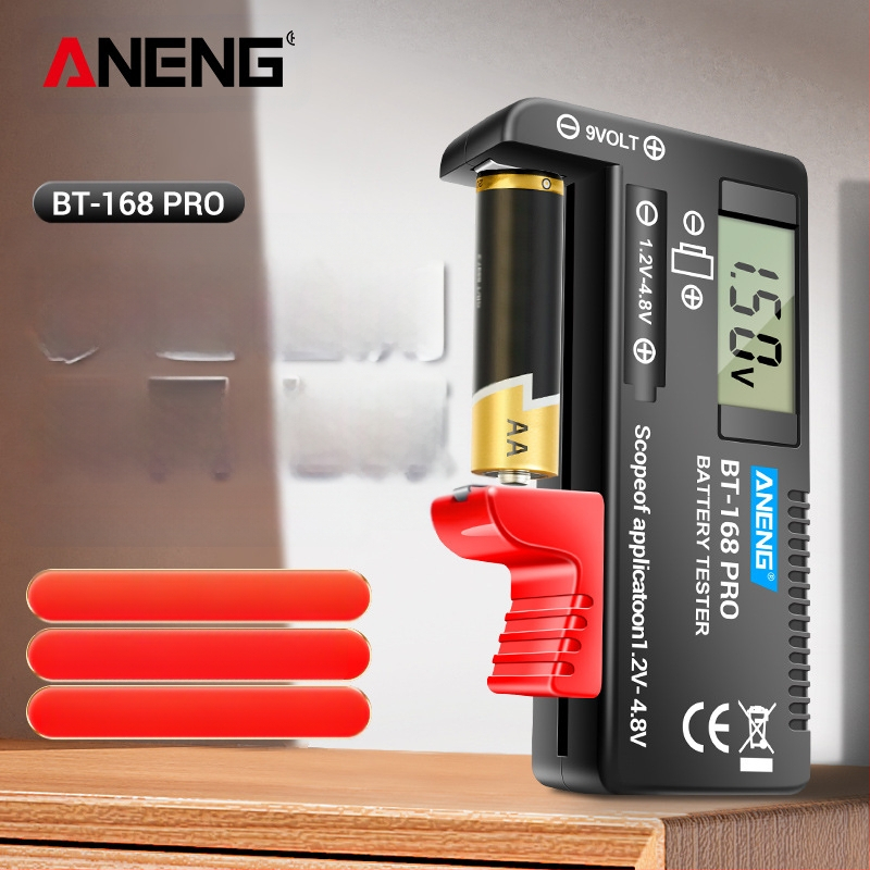 ANENG BT-168 PRO skaitmeninis baterijų testeris 18650 — įtampos diapazonas 1.2–4.8 V, vidinė varža 10, temperatūra 40