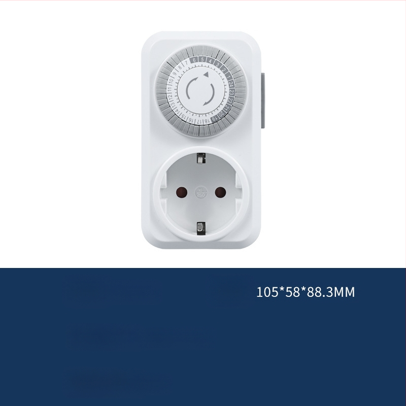 Mechanikus időzítő aljzat európai stílusban, 24 órás ciklus, 16 A, 250 V, lángálló PC ház