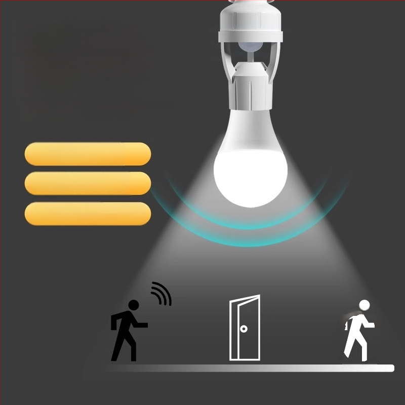 Šviestuvo laikiklis su radarinio judesio jutikliu, automatinis įjungimas, reguliuojamas, E27 lizdas, 220V/10A