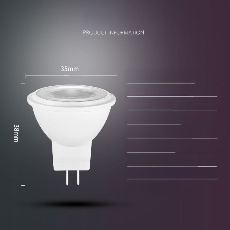 MR11 LED прожектор лампа, 12V AC/DC, 3W, 11 COB LED, 180° лъч