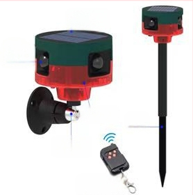 Слънчево захранван алармен уред с дистанционно управление, инфрачервено откриване и запис; защита срещу птици и диви прасета, 3.7V батерия, 0.5W, 10000h живот на уреда, за селскостопански полета