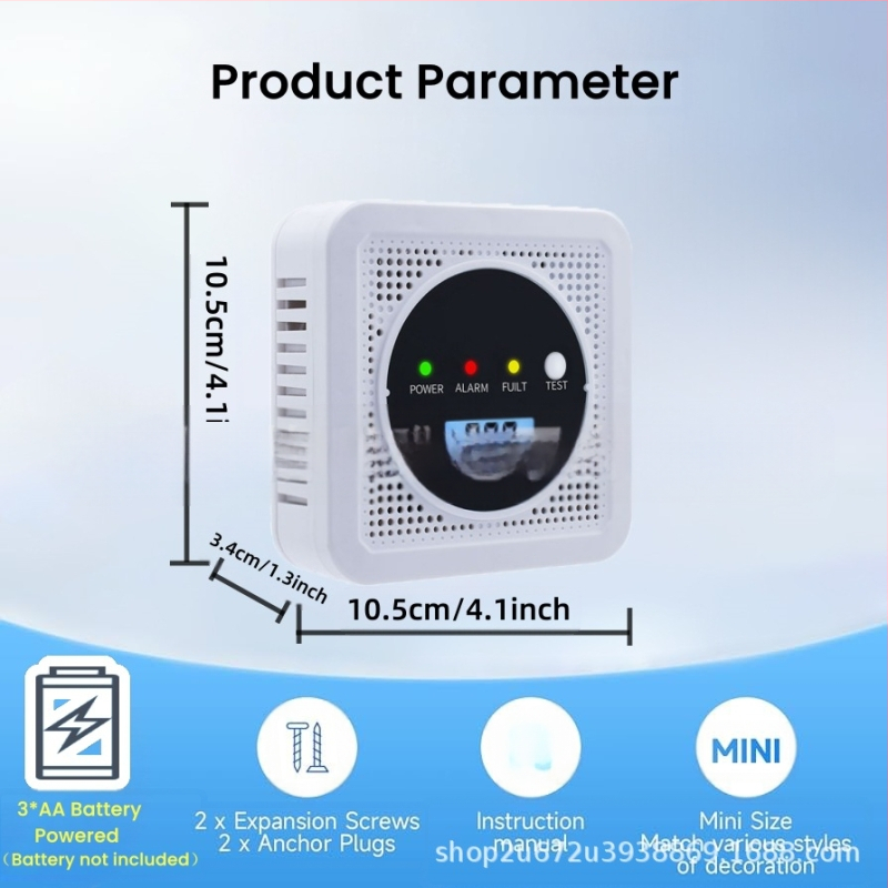 Комбиниран детектор за въглероден оксид и дим, 360° детекция, проводен, стенен монтаж, обхват 30 m², захранване 4.5V