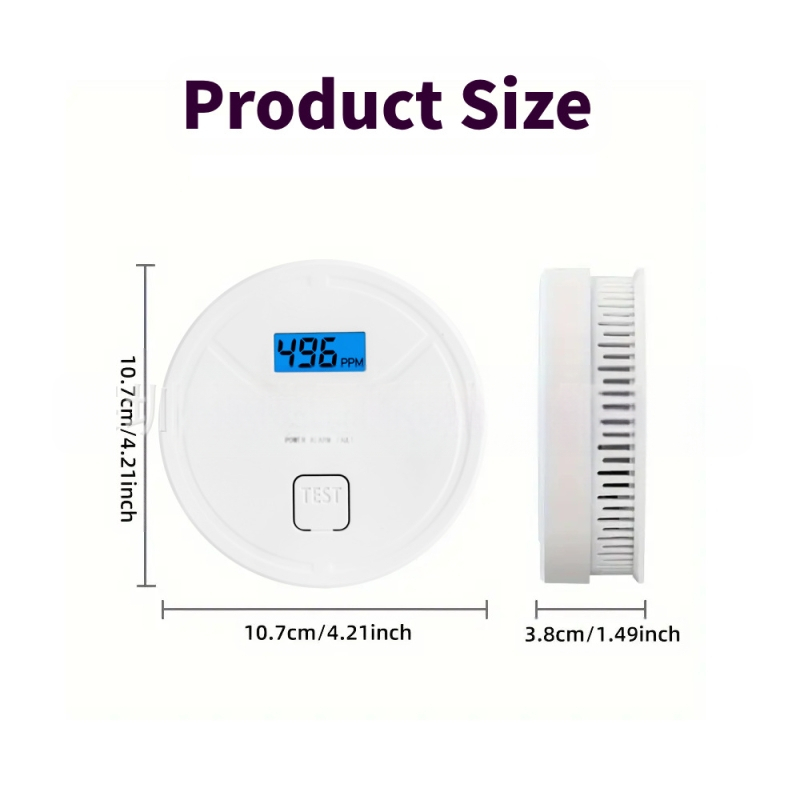 Детектор за дим и CO – комбиниран, безжично таванно монтиране, звукова аларма, 4.5V, 0–40°C