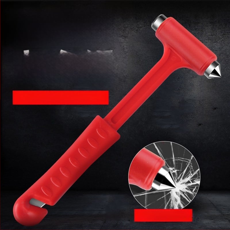 Automobilio lango saugos kūjis, dviejų funkcijų dizainas su konuso formos galvute, metalas ir plastikas, svoris 100 g