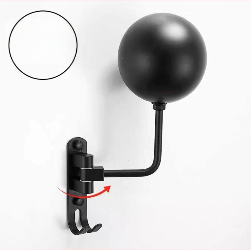 Стенно монтиран държач за мотоциклетни каски — мултифункционален въртящ се държач, алуминиево тяло, съвместим с различни каски, за съхранение в дневната