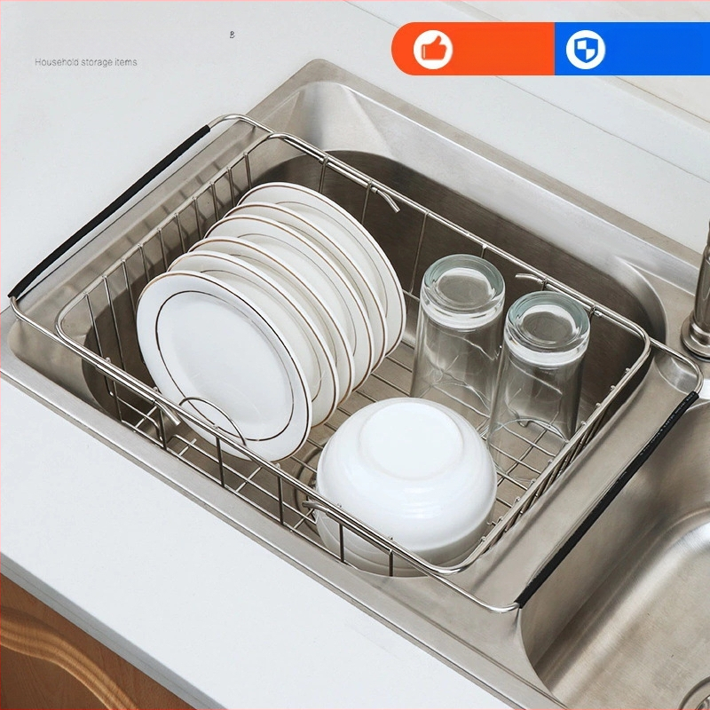 Teleskopinis nusausinimo laikiklis virtuvės plautuvei; nerūdijantis plienas; indų ir vaisių/daržovių saugojimas; modernus paprastas stilius; Kangxi Space