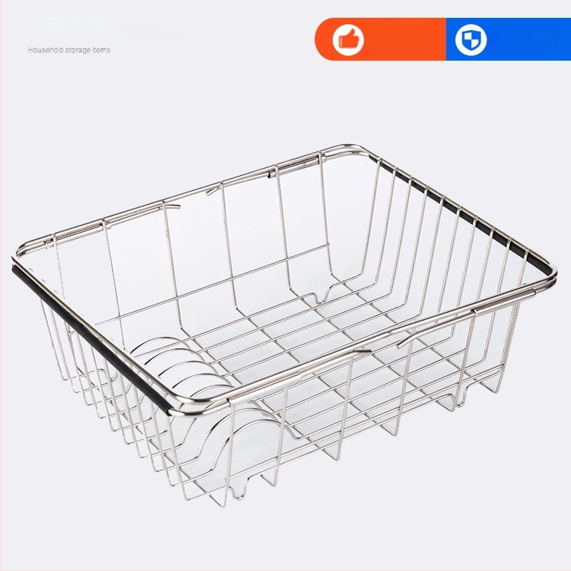 Teleskopinis nusausinimo laikiklis virtuvės plautuvei; nerūdijantis plienas; indų ir vaisių/daržovių saugojimas; modernus paprastas stilius; Kangxi Space