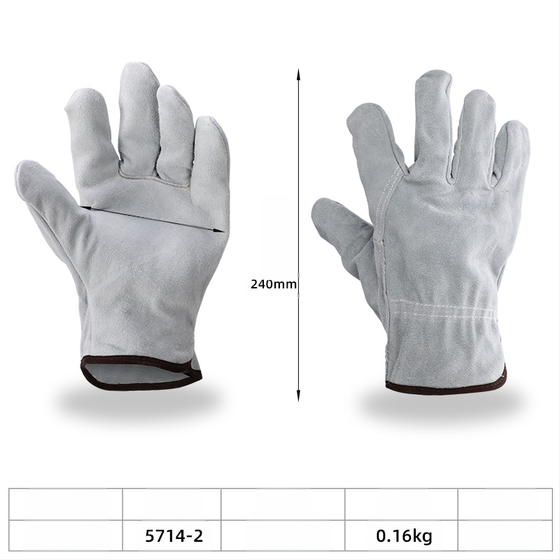 Suvirinimo pirštinės iš karvių odos, dviejų sluoksnių, pilnos odos, skirtos pjovimui ir suvirinimui, svoris 160–260 g, kilmė Linyi