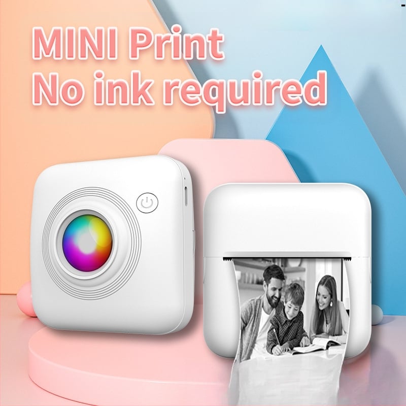 Vaikų DSLR stiliaus fotoaparatas spausdinimui — Polaroid modelis, 12 MP jutiklis, silikoninis korpusas, be LCD, 4 val. baterija, komplekte duomenų kabelis ir vadovas