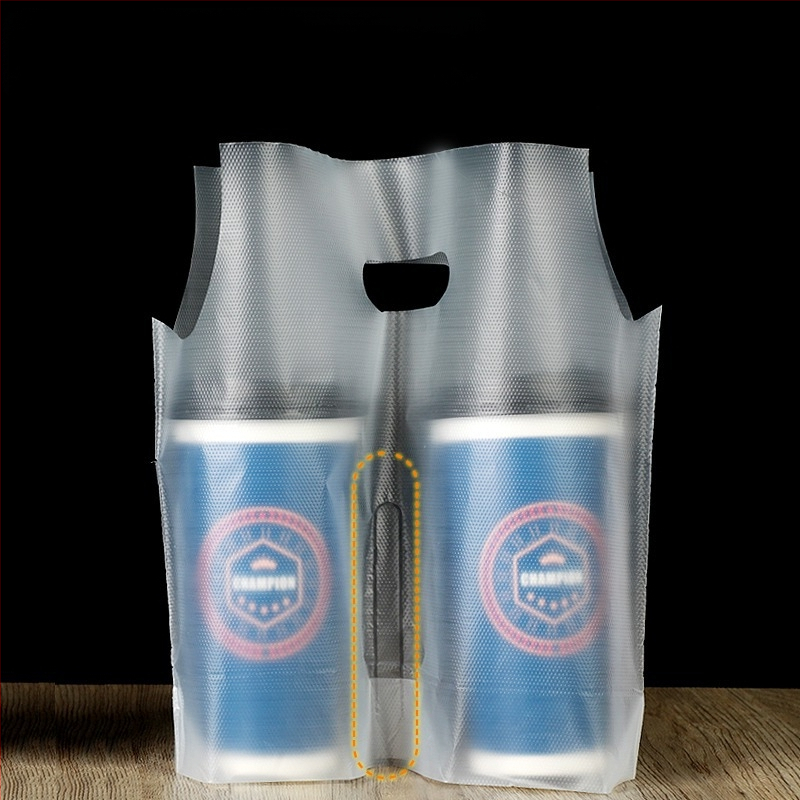 Vienkartinės plastikinės pakuočių maišeliai pieno arbatos parduotuvėms, tinkami vienam arba dviems puodeliams, PE medžiaga, talpa 301–400 ml