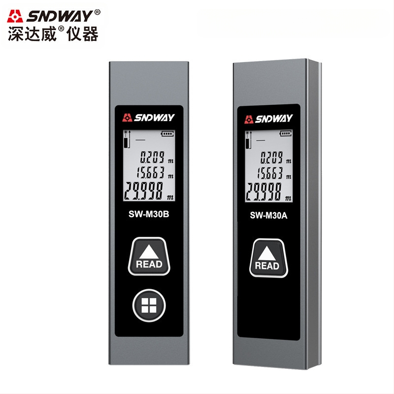 Лазерен измервател на разстояние SW-M30A от SNDWAY/Deep Dawei, инфрачервен лазерен измервател, обхват 30 м, точност ±5 мм + разстояние/10 000