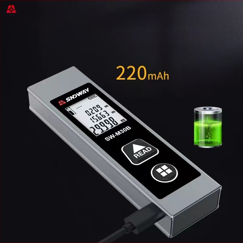 Лазерен измервател на разстояние SW-M30A от SNDWAY/Deep Dawei, инфрачервен лазерен измервател, обхват 30 м, точност ±5 мм + разстояние/10 000