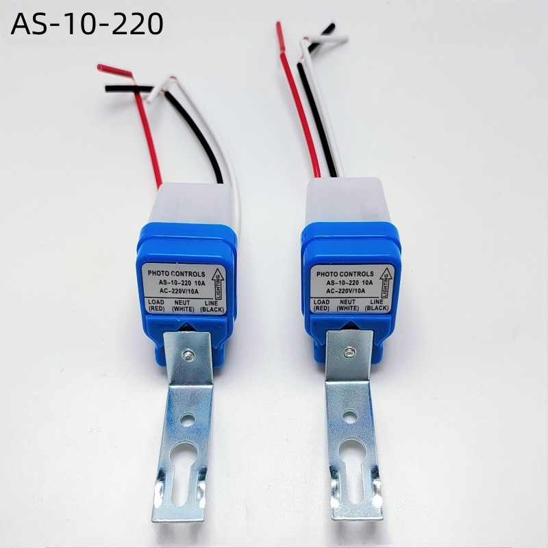 AS-10 gatvės apšvietimo valdiklis su šviesos jutikliu, automatinis režimas, išjungimo atidėjimas 15 s, įtampa 12/110/220V