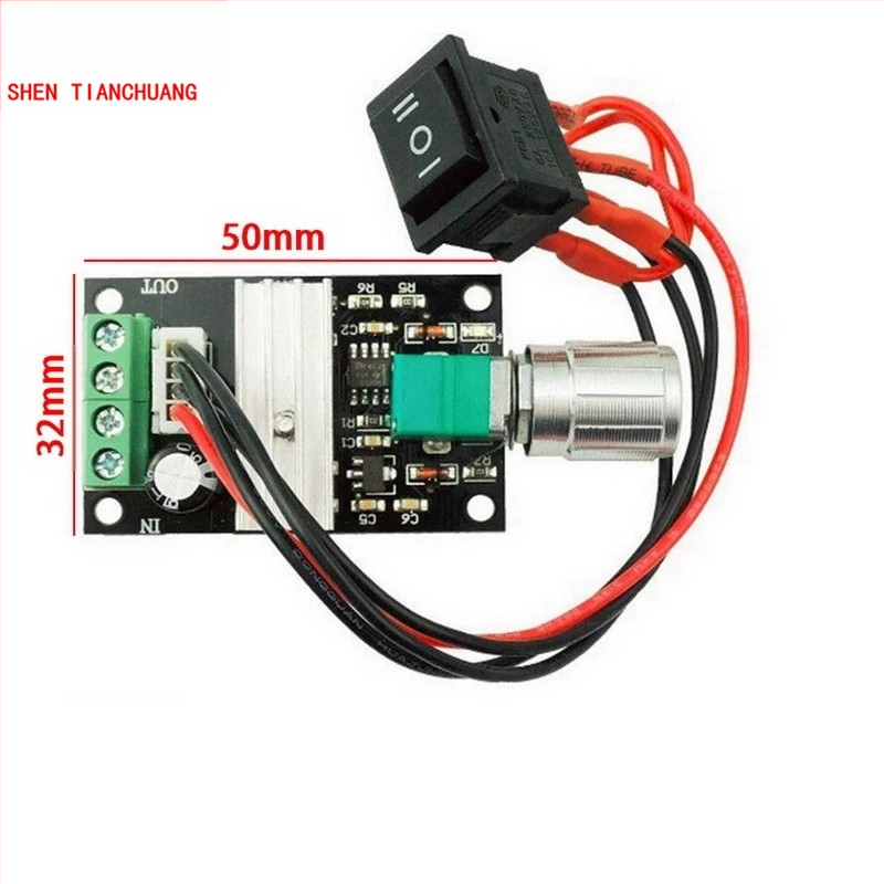 PWM DC motorų greičio reguliatorius 6V–24V, 3A su priekyje-ir-atgal jungikliu