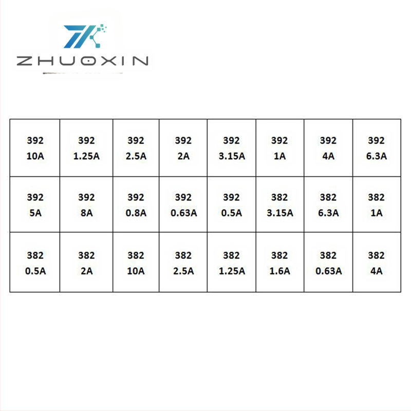 Тръбни предпазители, 240 бр., 250V, медленнозадействащи, 0,5A–10A, 24 типа по 10 бр.