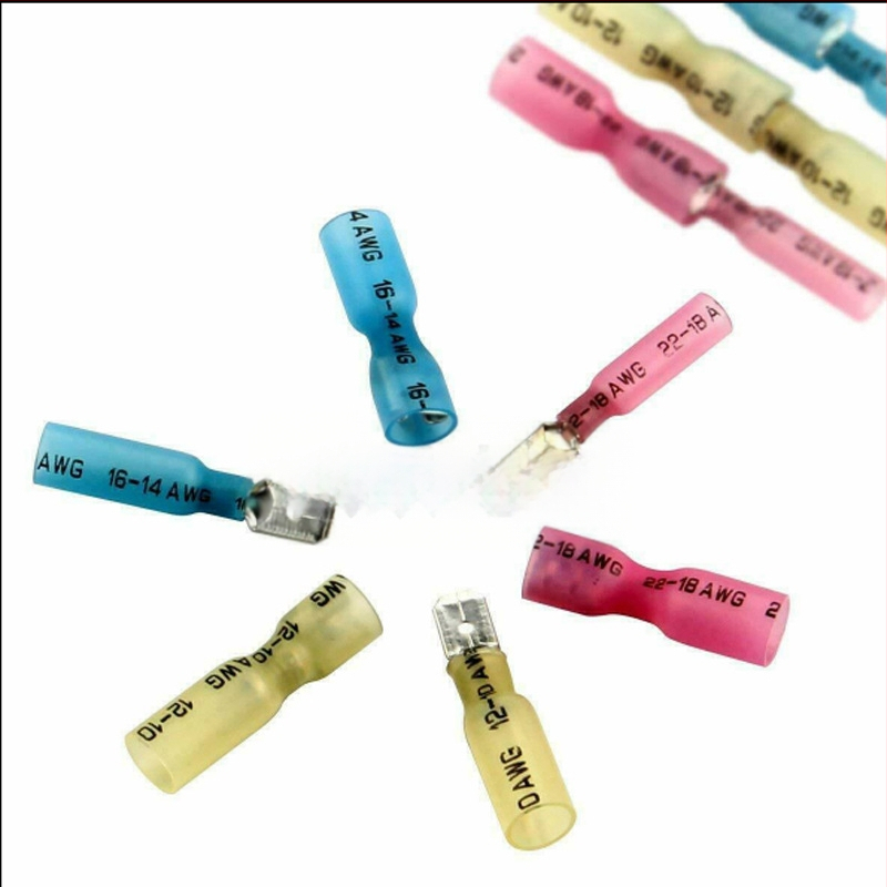 Qiyue Electric 220 vnt visiškai izoliuotų terminalų komplektas su vyriškais ir moteriškais jungtimis, atsparus vandeniui, su šilumos susitraukiančiais vamzdeliais dėžutėje