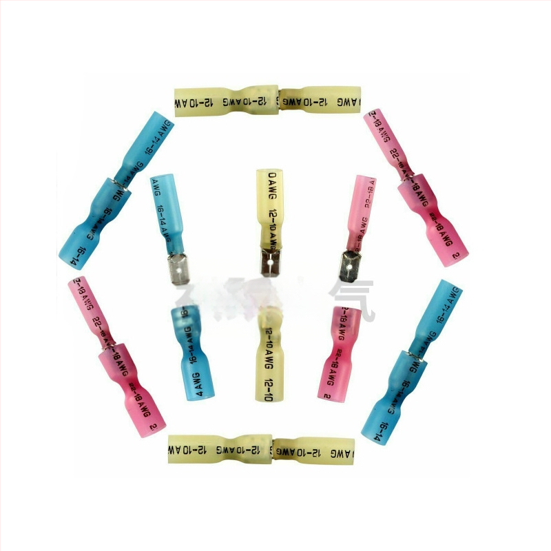 Qiyue Electric 220 vnt visiškai izoliuotų terminalų komplektas su vyriškais ir moteriškais jungtimis, atsparus vandeniui, su šilumos susitraukiančiais vamzdeliais dėžutėje