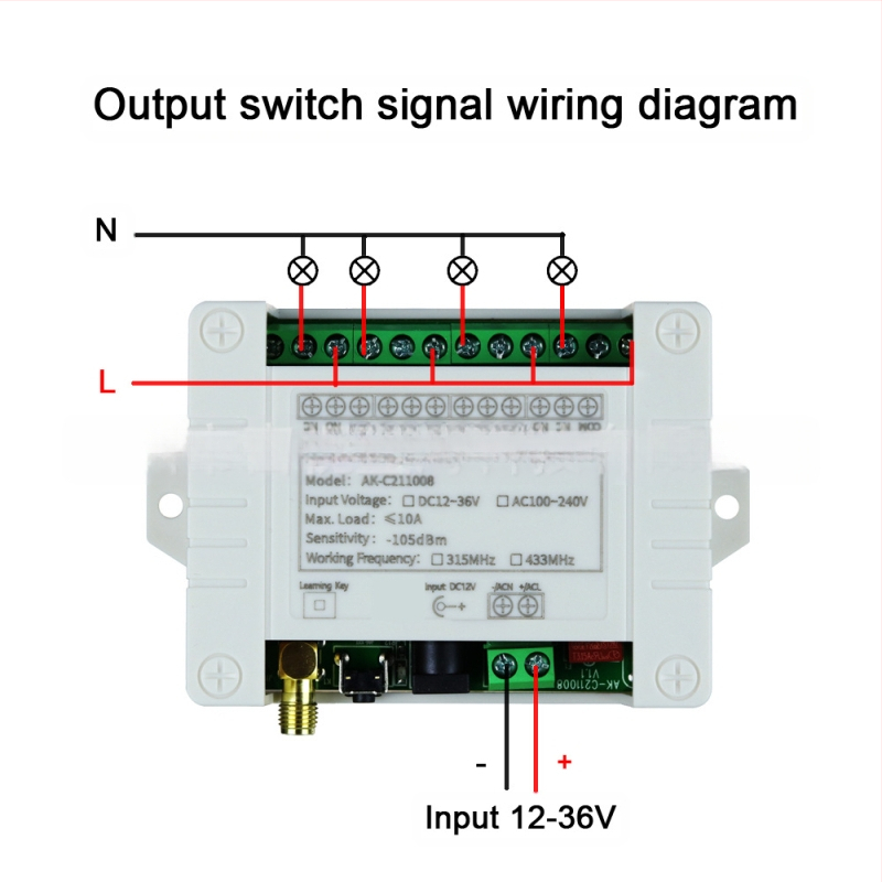 Belaidė nuotolinio valdymo jungiklis automobilių galinio keltuvo įrenginiui, DC12-36V, 4 kanalai, 433MHz, CE