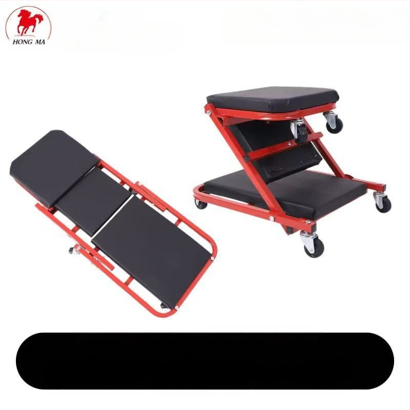 Hongma сгъваем ремонтен стол за автомобили, PU кожа, 2-в-1/3-в-1, Z-тип, товароподемност 150 кг, за автосервиз