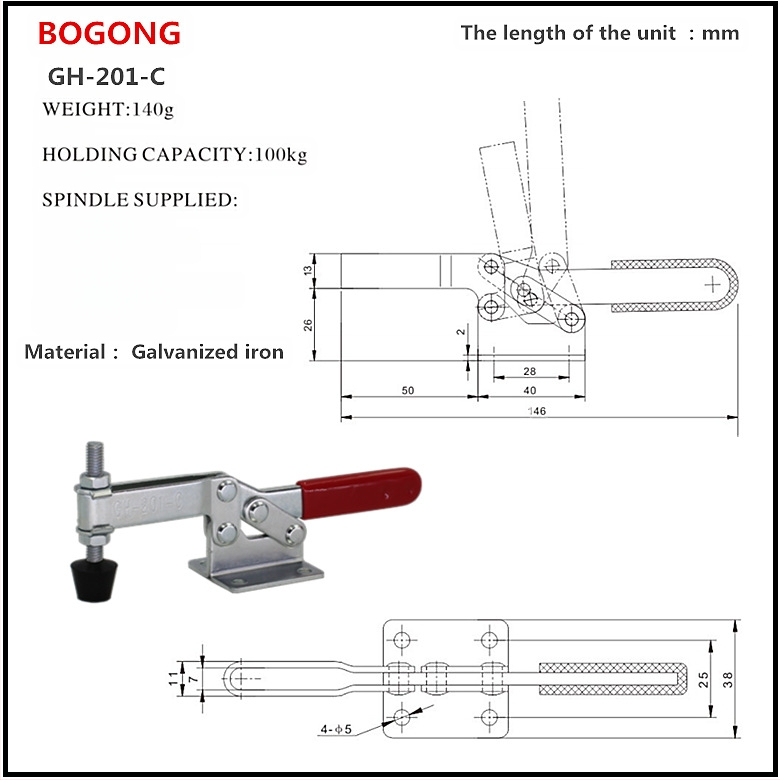 Rankinis spaustuvė GH-201-C, horizontinė spaustuvė suvirinimui, geležies/galvanizuotas medžiaga, tinkama tekinimui, 201c standartas