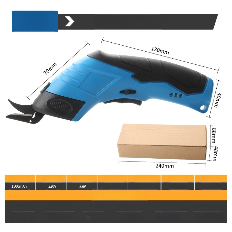 Elektrinės kirpimo žirklės su volframo plieno ašmenimis, įkraunama ličio baterija, 3,6V, skirti audiniams