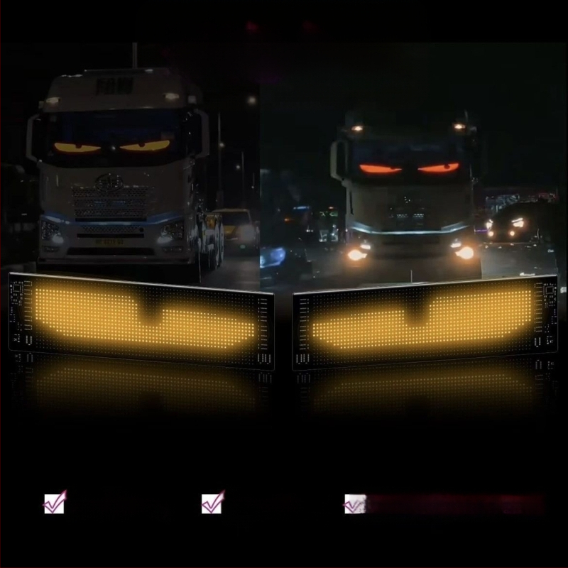 LED automobilio minkštas ekranas reklamai - lanksčias USB reklaminis ekranas su Bluetooth programa, modelis Devil`s Eye, PU+FPCB, 10W, 5V, 2A