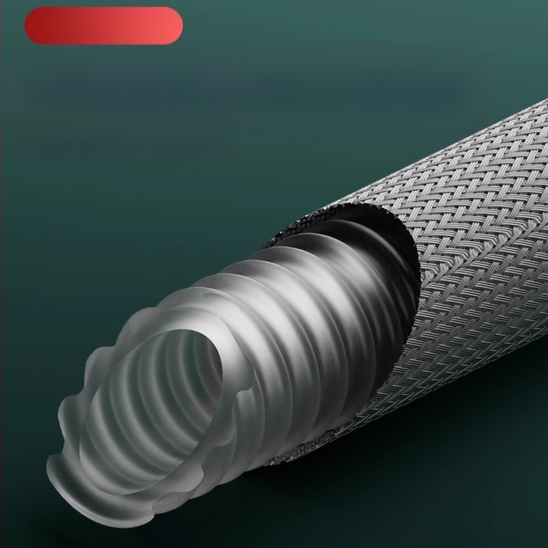 Nailoninis dušo vamzdelis - universalus, PVC, sriegio jungtis, modernus minimalistinis stilius