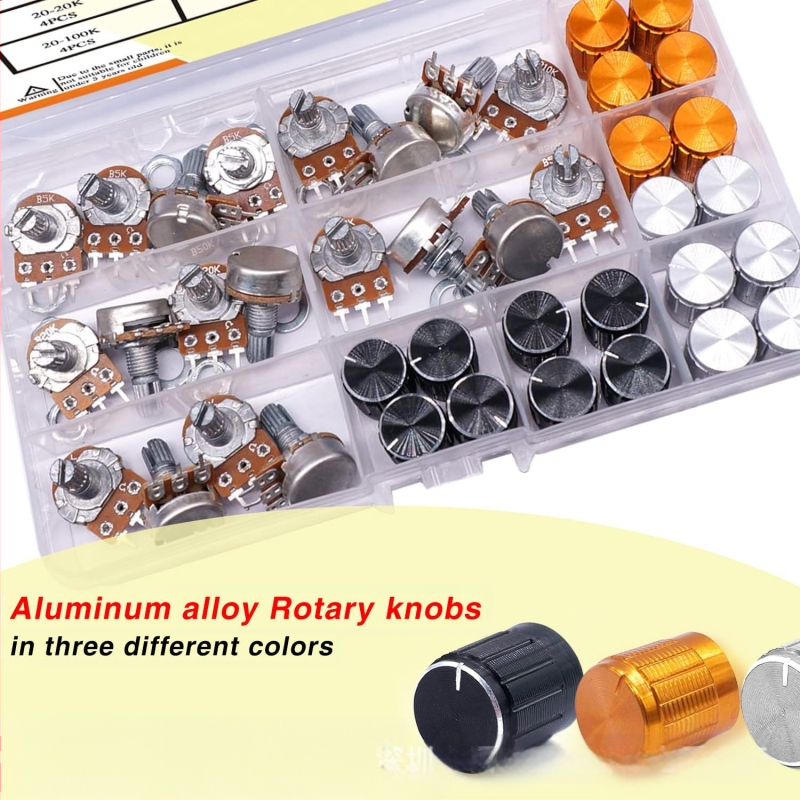 WH148 potenciometerski prekidač s gumbom, 60 kom., B5K/10K/20K/50K/100K