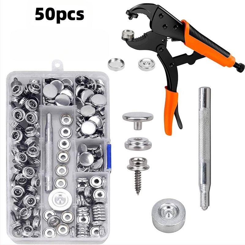 Σετ εξαρτημάτων κουμπώματος με πένσες – 152 τεμάχια, υλικά από ανοξείδωτο ατσάλι/σίδηρο/χαλκός, κατάλληλο για σκηνές, τσάντες και χειροτεχνίες