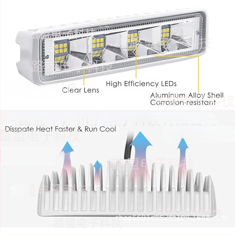 72W LED automašīnas darba gaisma – alumīnija korpuss, universāla jumta gaisma bezceļu transportlīdzekļiem, 12-60V DC, 6000LM, 6000K