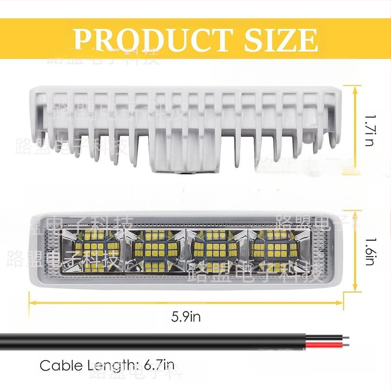 72W LED automašīnas darba gaisma – alumīnija korpuss, universāla jumta gaisma bezceļu transportlīdzekļiem, 12-60V DC, 6000LM, 6000K