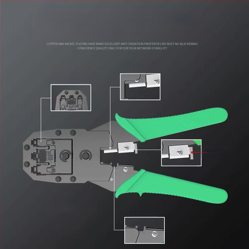 Ninety-nine RJ45 krimpavimo replės, trijų funkcijų vienoje