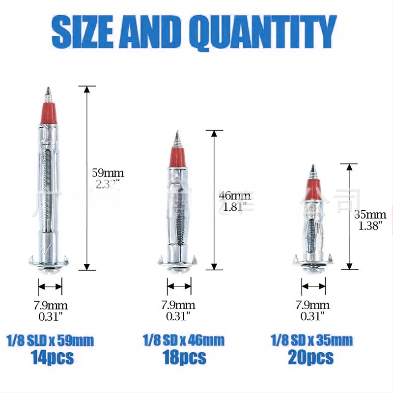 Xinrong 52 броя комплект галванизирани стоманени кухи стенни анкери със самонарезни разширителни болтове