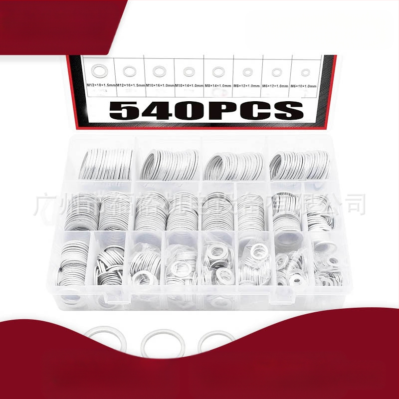 Fuyu алуминиеви уплътнителни шайби, 540 бр. в кутия, устойчиви на високи температури и корозия, материал – алуминиева и алуминиеви сплави