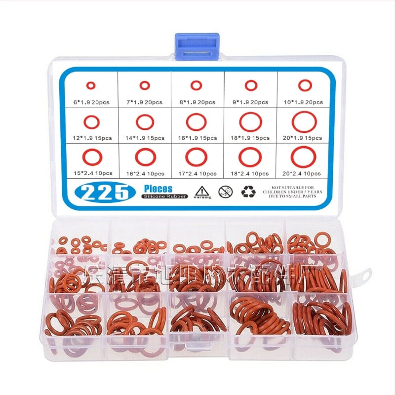 O-образно уплътнение комплект, 225 броя, силиконов каучук, стандартни части, висока температура и износоустойчивост