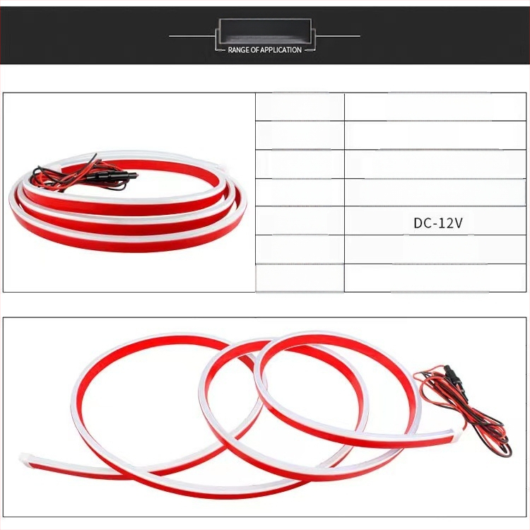 Automobilio DRL gaubtelis su 2835 LED, silikoninis korpusas, 12V, 10W, IP45