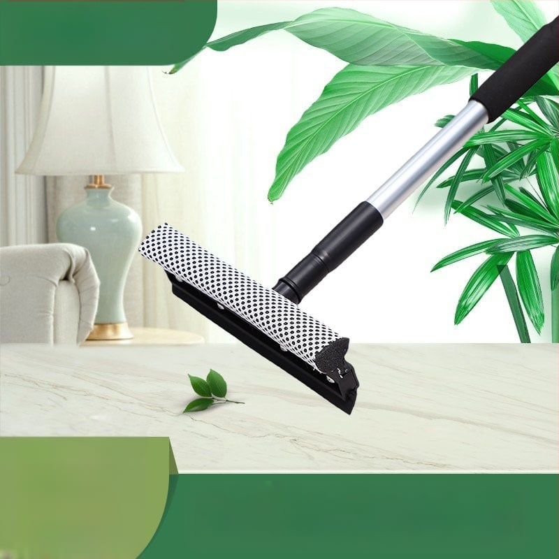 Divpusīgs logu skrāpis ar teleskopisku alumīnija stieni - mājas lietošanai, manuāls, PU sūklis