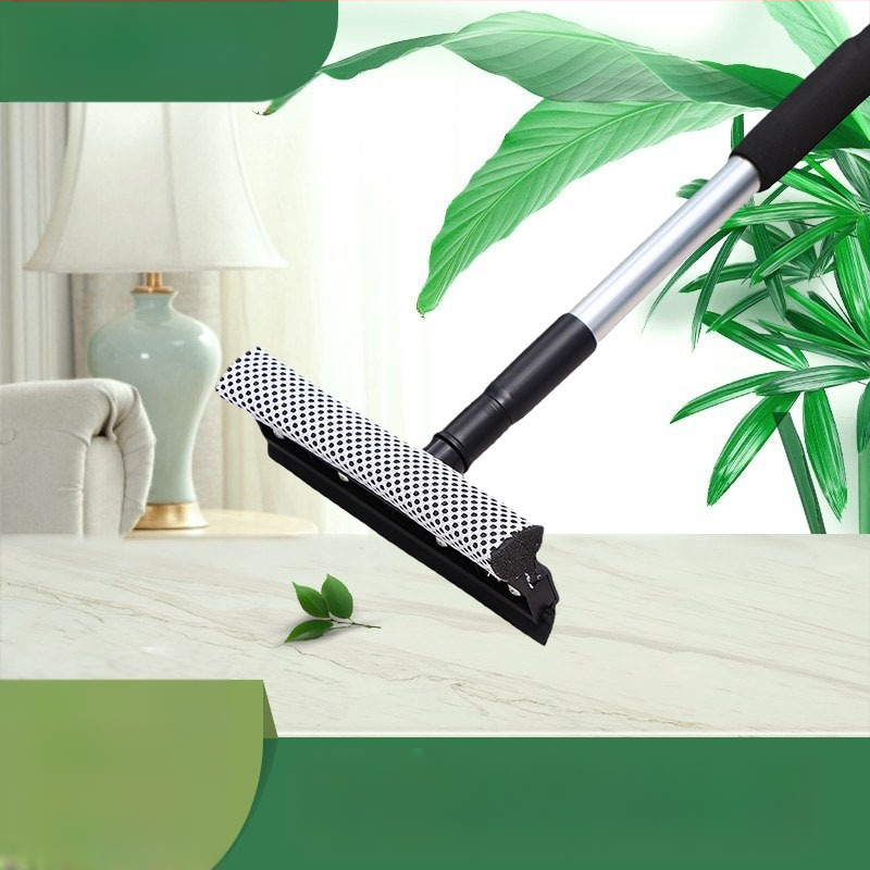 Divpusīgs logu skrāpis ar teleskopisku alumīnija stieni - mājas lietošanai, manuāls, PU sūklis