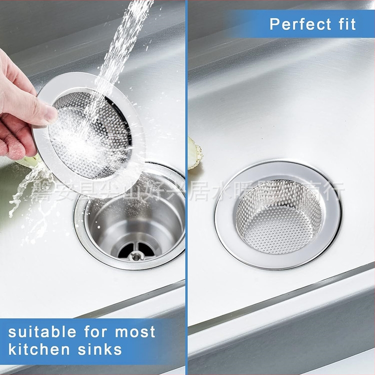Филтър за дренаж на кухненска мивка от неръждаема стомана с кръгли отвори за задържане на косми и отпадъци