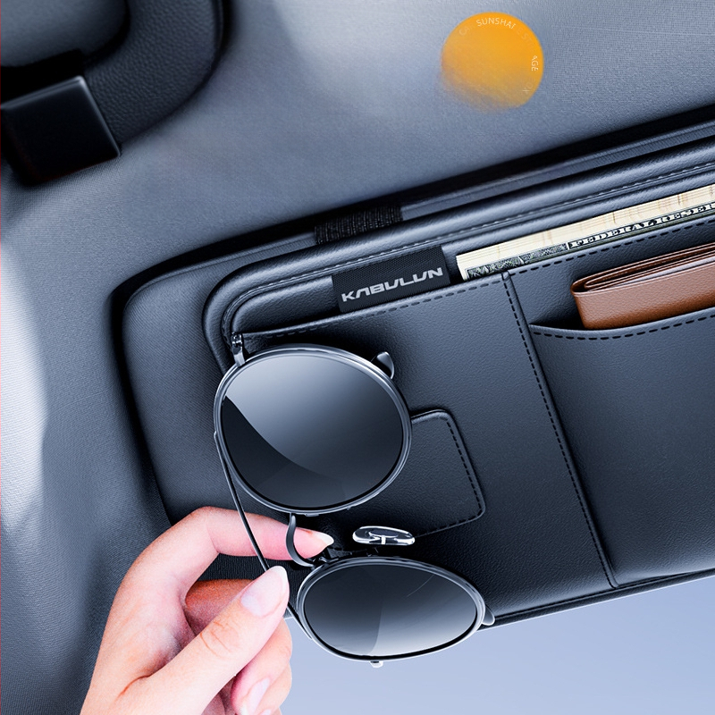 Cabron αυτοκίνητο οργάνωση ηλιοπροστασίας με κλιπ γυαλιών, θήκη εισιτηρίων και πιστοποιητικών (PVC)