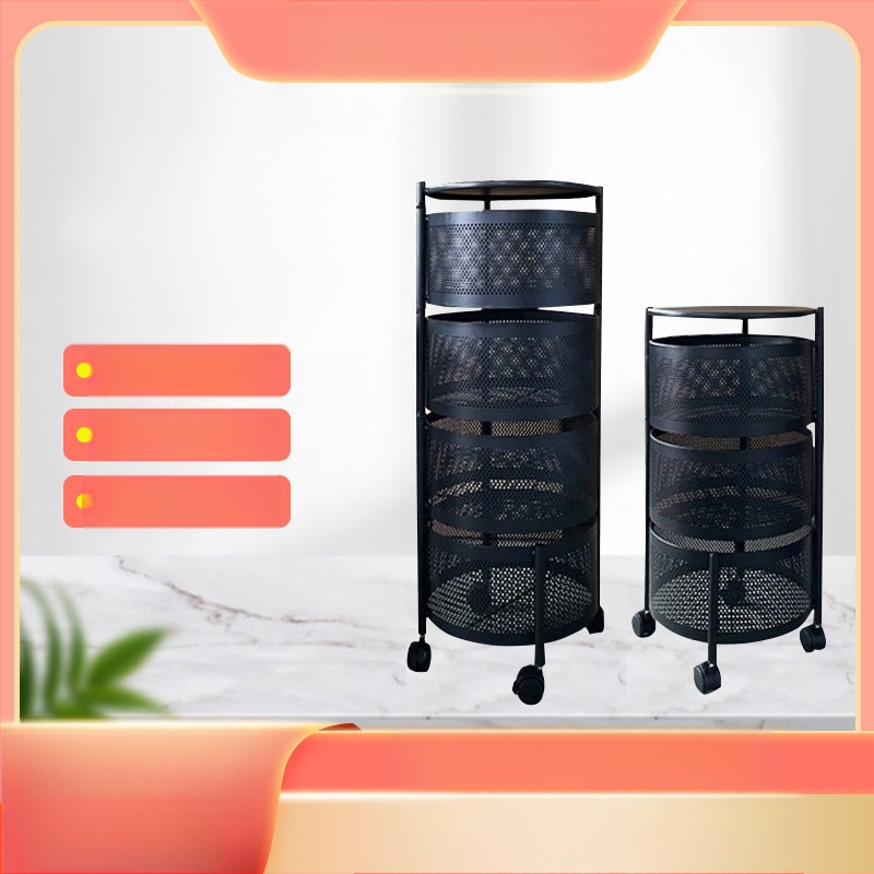 Kuhinjski rotirajući stalak s okruglim okvirom, 4 etaže, podni držač za povrće i voće