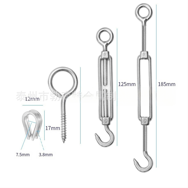 Kit de suspensie din cablu de oțel inoxidabil cu PVC (Bircant), cu cârlige și dispozitive de tensionare a frânghiei