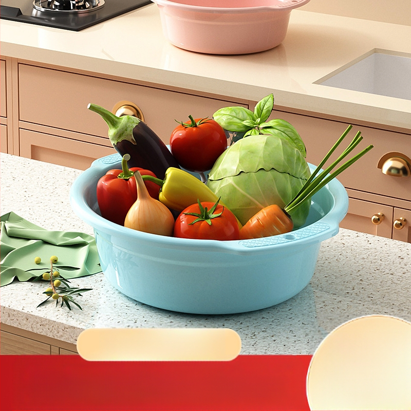 Πλαστική λεκάνη πλυσίματος με ενισχυμένες διπλές λαβές, ανθεκτική στις πτώσεις; πολυχρηστική για ποδόλουτρο, πλύσιμο ρούχων και πλύσιμο λαχανικών/πιάτων; καθαρό βάρος 0,3 kg; μικτό βάρος 0,5 kg.