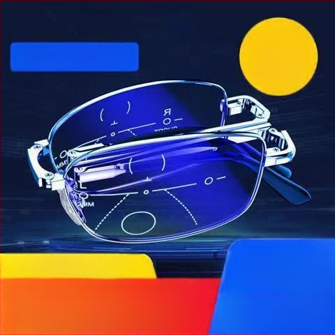 Čítacie okuliare s celým kovovým rámom a šošovkami z živice, štýl box-frame