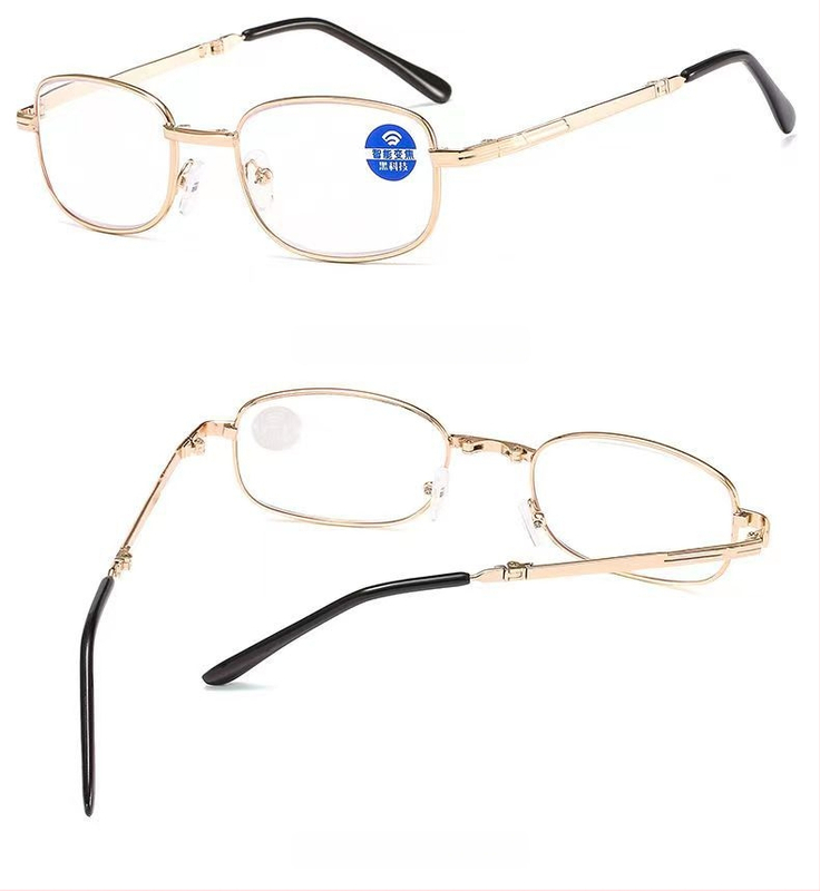 Čítacie okuliare s celým kovovým rámom a šošovkami z živice, štýl box-frame