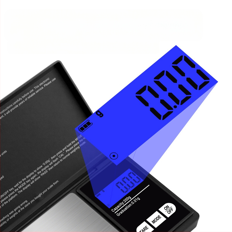 CHANGXIE CX-258 Skaitmeninės juvelyrinių papuošalų svarstyklės, kompaktiškos ir nešiojamos, aukšta tikslumas, matavimo diapazonas 0,05–500 g, maitinimas 2x AAA, skirti papuošalams