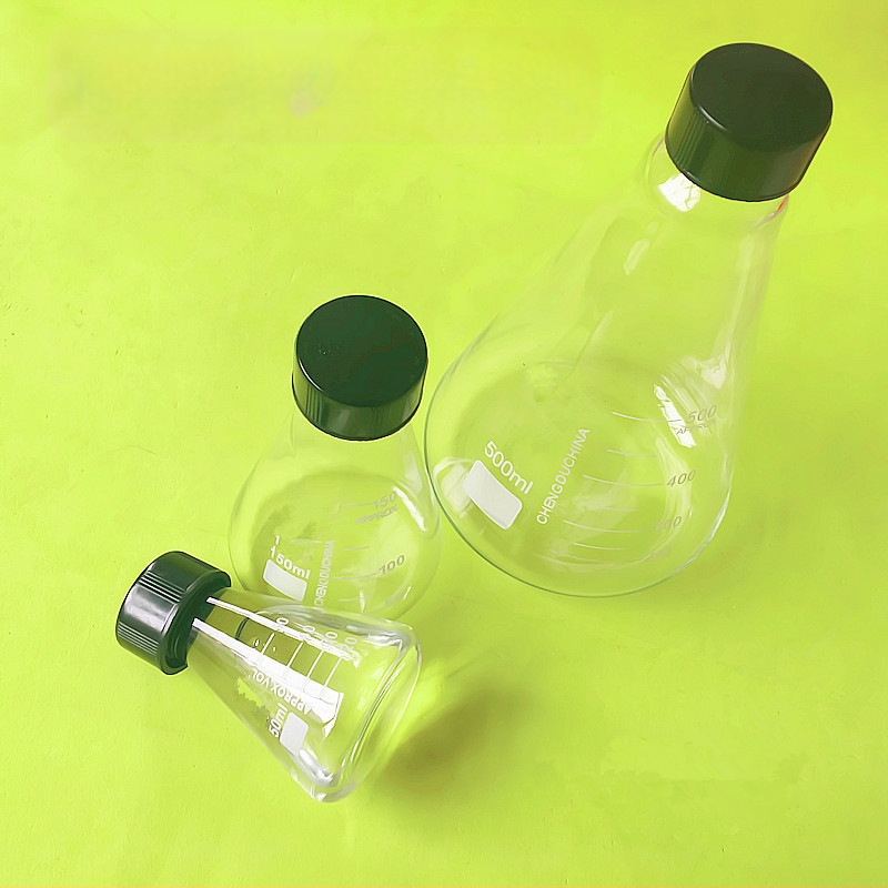 Τρίγωνική γυάλινη κωνική φιάλη με βιδωτό στόμιο και καπάκι, Elite Experiment